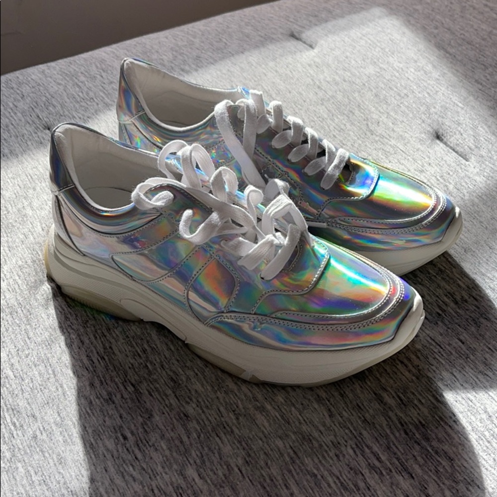 Aqua holographic sneakers
